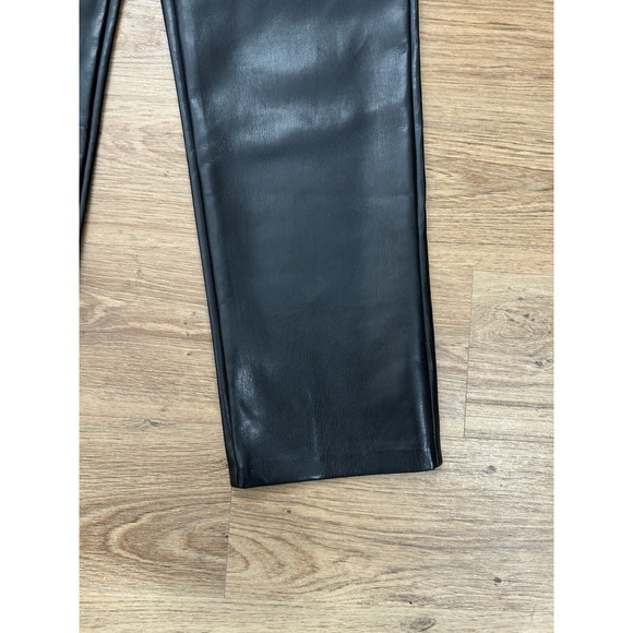 Wilfred Aritzia Melina Vegan Leather Pants Women 6 Black High Waist Straight Leg - Picture 3 of 10